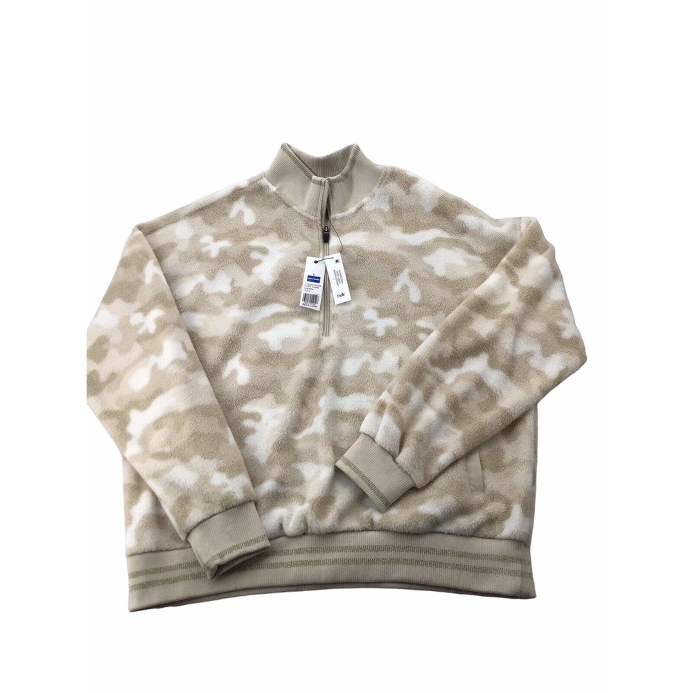 Zelos NWT 1/2 Zip Sherpa Ribbed Hem Pullover Size Large Ivory Camo - Picture 2 of 12